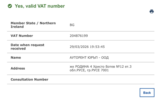 VIES validation — BG204876199 — Valid